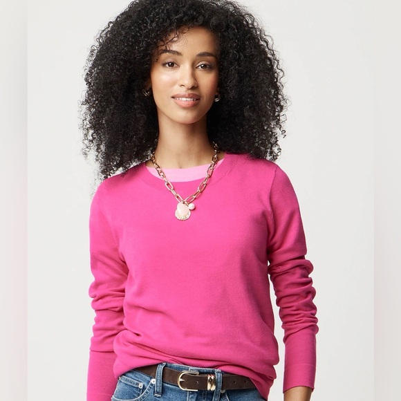 J. Crew Sweaters - J. Crew Vibrant Pink Crew Neck Merino Wool Sweater